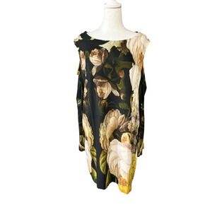 Soft Surroundings 3X Plus Floral Tunic Top Cold Shoulder 3/4 Sleeve